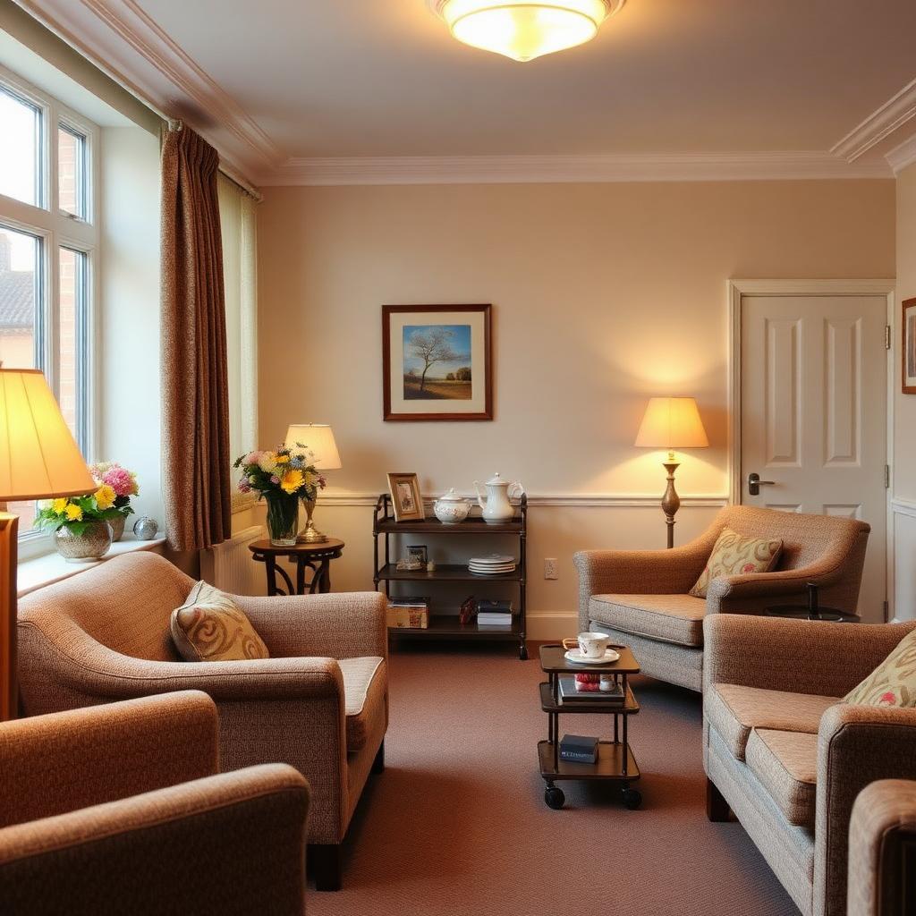 A warm sitting room in a residential care home